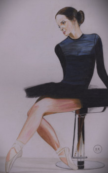 Obra contemporánea nombrada « Danseuse sur tabouret », Hecho por PIRDESSINS