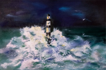 Obra contemporánea nombrada « Le Phare, au pastel sec », Hecho por CLICKART+