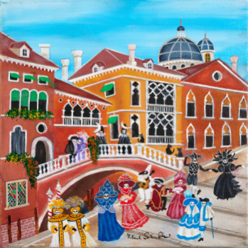 Obra contemporánea nombrada « Le Carnaval de Venise/The Venice Carnival », Hecho por YOLANDE SALMON-DUVAL