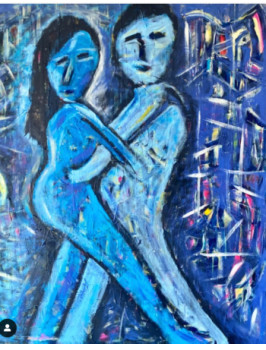 Obra contemporánea nombrada « Tango blue dream », Hecho por NATALIA MONASTERSKY