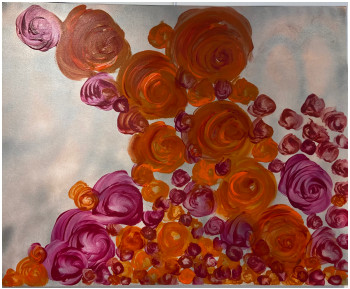 Obra contemporánea nombrada « Pivoines de Lucie », Hecho por PAOLA CONTE « PAO »