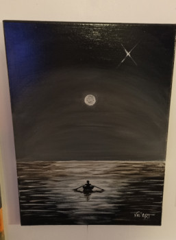 Obra contemporánea nombrada « Seul pleine lune », Hecho por VAL'ART