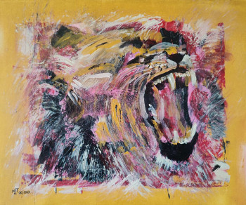 Obra contemporánea nombrada « Le lion », Hecho por MARIE-LAURE TOURNIER