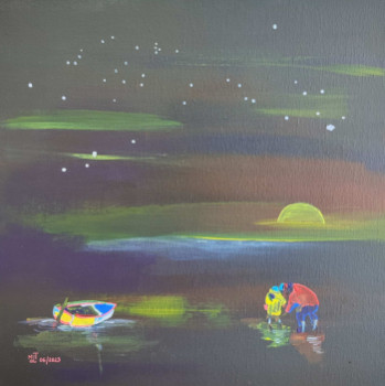 Obra contemporánea nombrada « Quiétude d'un soir », Hecho por MARIE-LAURE TOURNIER
