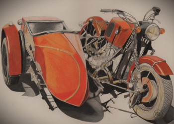 Obra contemporánea nombrada « Sidecar, liberté partagée », Hecho por PIRDESSINS