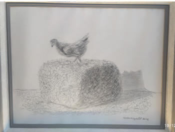 Obra contemporánea nombrada « LA POULE », Hecho por HERVé GUIGALL