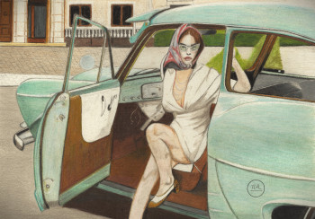 Elégance et vieille voiture. En el sitio ARTactif