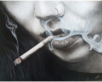 Obra contemporánea nombrada « Fumando espero... », Hecho por LUCIANO B. R.