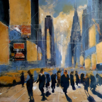 Obra contemporánea nombrada « Un groupe à New York », Hecho por FRéDéRIC HAIRE