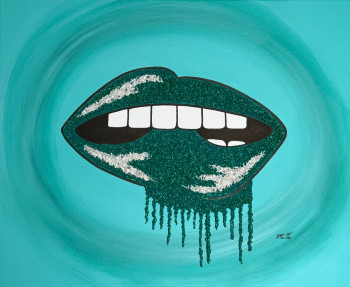 Obra contemporánea nombrada « Plaisir et Gourmandise "Shimmering Green" », Hecho por ROSE MARY VALLAS