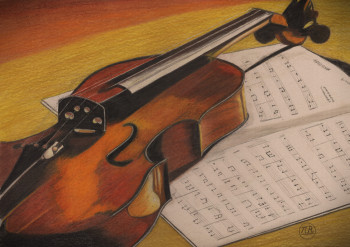 Obra contemporánea nombrada « Violon sur partition », Hecho por PIRDESSINS