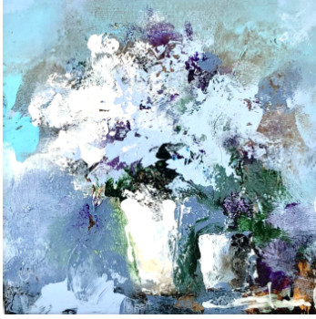Obra contemporánea nombrada « Jarrón con flores 2 », Hecho por ONTENIENTE PALET