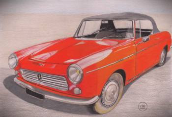 Obra contemporánea nombrada « Peugeot 404 cabriolet », Hecho por PIRDESSINS