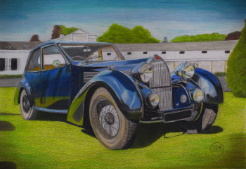 Obra contemporánea nombrada « Bugatti 57 (1939) », Hecho por PIRDESSINS