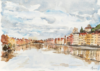 Obra contemporánea nombrada « Le Vieux Lyon 2 », Hecho por FRANçOIS CHAUVET