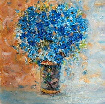 Obra contemporánea nombrada « Fleur bleue », Hecho por TROTTOLI