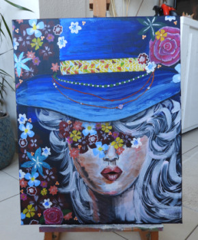 Obra contemporánea nombrada « La femme au chapeau », Hecho por LADYCOLORART