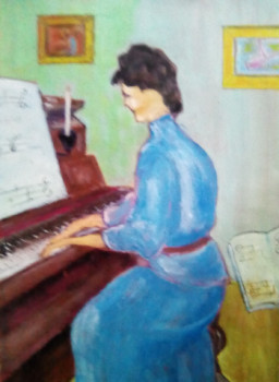 Obra contemporánea nombrada « la Pianiste  - VENDU », Hecho por LUC LUFA