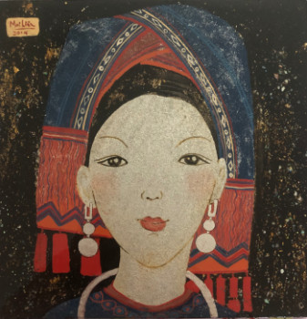 Obra contemporánea nombrada « Portrait jeune femme minorité du Vietnam », Hecho por MAI LIêN