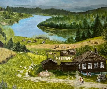 Obra contemporánea nombrada « Une petite village russe de Sibérie », Hecho por RITA