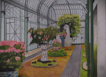 Obra contemporánea nombrada « Serres royales de Laeken », Hecho por PIRDESSINS