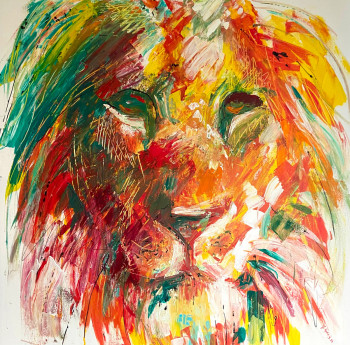 Obra contemporánea nombrada « Le lion », Hecho por LYDIA