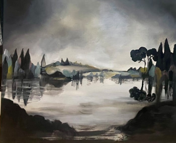 Obra contemporánea nombrada « Une ile au milieu d’un lac », Hecho por EVA FUSTIER