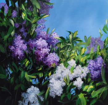 Obra contemporánea nombrada « Les lilas », Hecho por ERMAKOVA ANGELINA