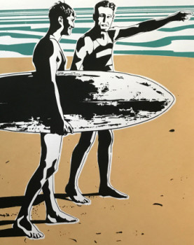 Obra contemporánea nombrada « Two Surfer », Hecho por JéRôME TRAVERS