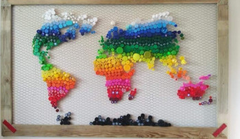 Obra contemporánea nombrada « Carte du monde ou comment pousser le bouchon », Hecho por INGRIN DE FOLIE