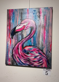 Obra contemporánea nombrada « Animal - flamant rose - street art », Hecho por CéDRIC CRéA