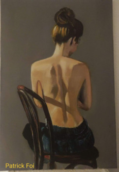 Obra contemporánea nombrada « Femme à dos nu sur une chaise », Hecho por PATRICK FOI