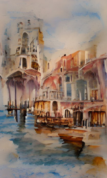 Obra contemporánea nombrada « Venecia II », Hecho por PACO FUENTE