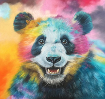 Obra contemporánea nombrada « Raimbow Panda », Hecho por VIRGINIE BOISGERAULT