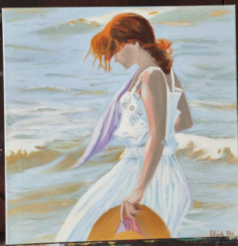 Obra contemporánea nombrada « Jeune femme rousse en bord de mer », Hecho por PATRICK FOI