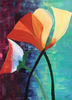 Obra contemporánea nombrada « Arums », Hecho por JACQUELINE