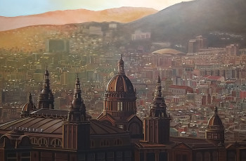 Obra contemporánea nombrada « Capvespre a Barcelona », Hecho por ANDREU MIñARRO