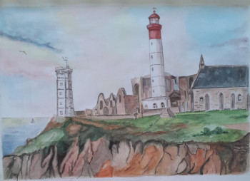 Obra contemporánea nombrada « Le phare de la pointe St Mathieu - Finistère », Hecho por JOSEPHINE