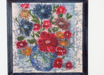 Obra contemporánea nombrada « Jarrón con flores », Hecho por CID