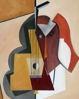 Obra contemporánea nombrada « Guitarra y mascara », Hecho por WILLYLP