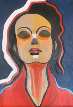 Obra contemporánea nombrada « Woman in red », Hecho por MERCE CONANGLA