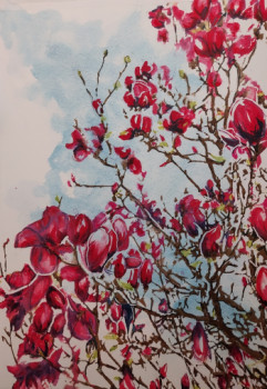 Obra contemporánea nombrada « Magnolias 2024 », Hecho por LOUIS LEMéE