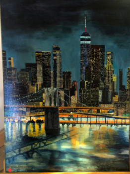 Obra contemporánea nombrada « New York . toile acrylique 70x50. », Hecho por VIVIANE