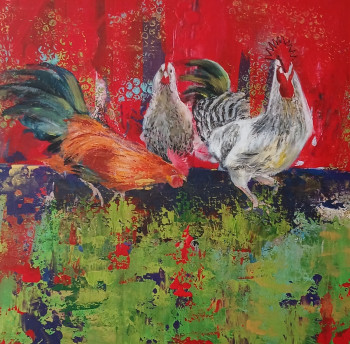 Obra contemporánea nombrada « Poulettes de luxe », Hecho por E.BOREL