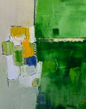 Obra contemporánea nombrada « Green abstract », Hecho por MARIE ROUACH