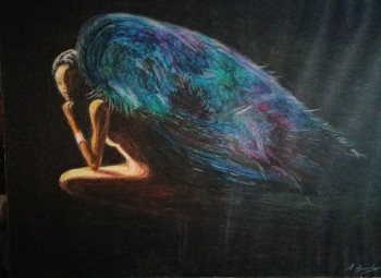 Obra contemporánea nombrada « "el ángel de la noche" », Hecho por ADELA Mª