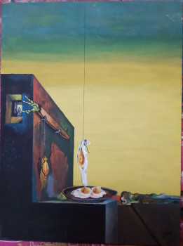 Obra contemporánea nombrada « Titulo original: "Huevos al plato sin el plato" autor: Hambre... », Hecho por ANTONIO CERON