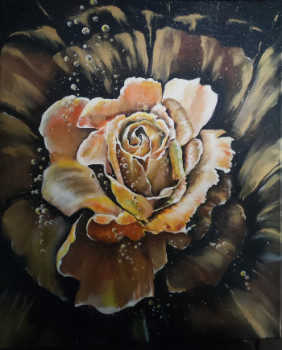 Obra contemporánea nombrada « Rosa con burbujas », Hecho por MIREIAS ART