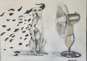 Obra contemporánea nombrada « Dalmatien avec ventilateur », Hecho por PATRICK FOI