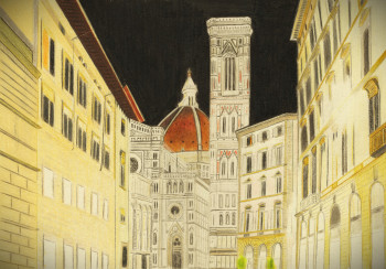 Obra contemporánea nombrada « Firenze by night », Hecho por PIRDESSINS